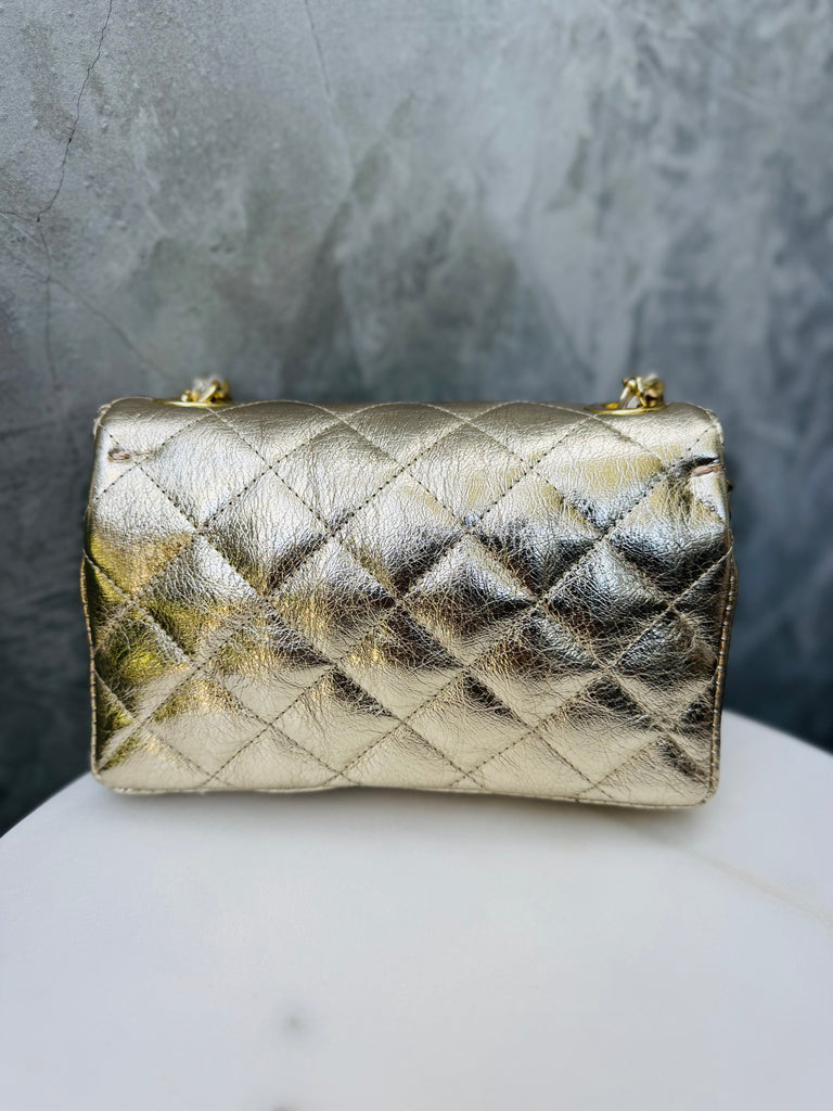 Ellie - Quilted Gold Leather
