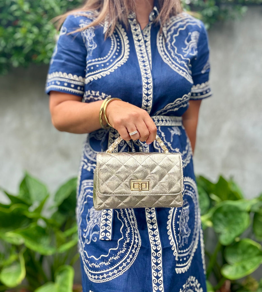 Ellie - Quilted Gold Leather