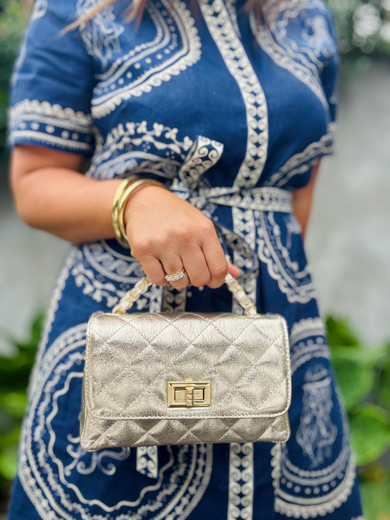 Ellie - Quilted Gold Leather