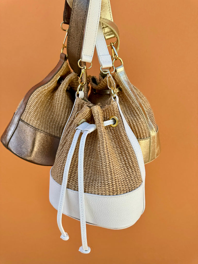 Sofia Bucket Bag - White **Re-stocking**