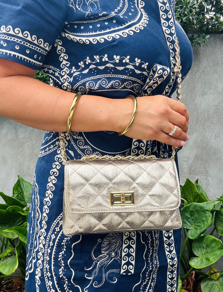 Ellie - Quilted Gold Leather