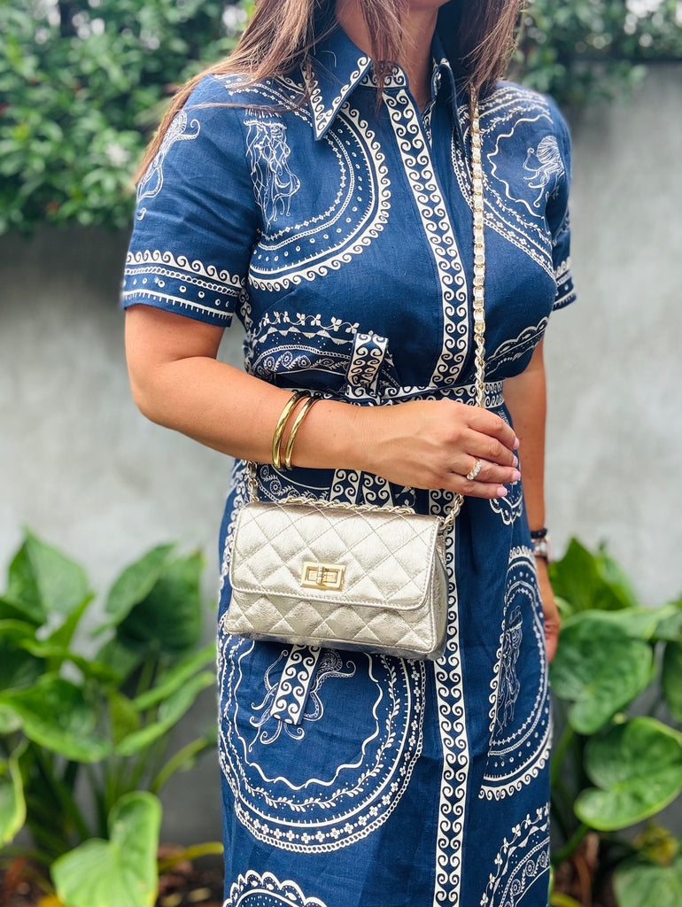 Ellie - Quilted Gold Leather