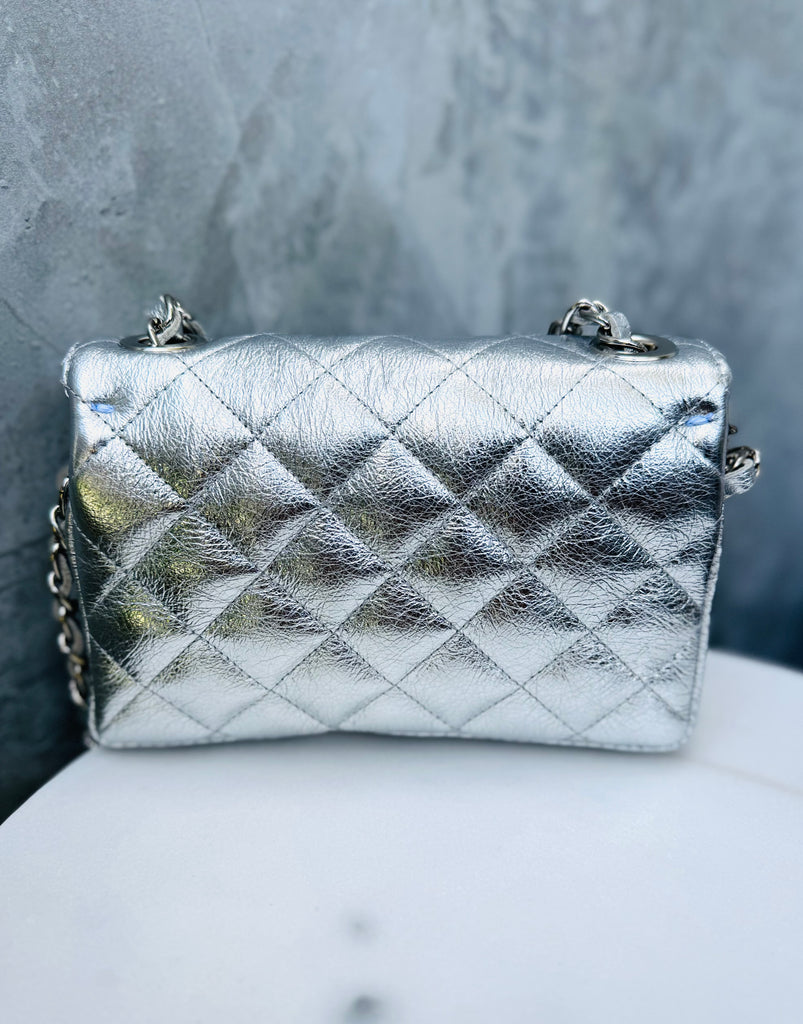 Ellie - Quilted Silver Leather