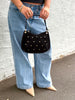 Bella Suede Stud Bag  - Black