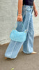 Bella Suede Stud Bag  - Sky Blue