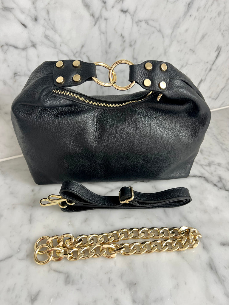 Valentina Womens Luxury Leather Shoulder Handbag, Black - Walmart.com