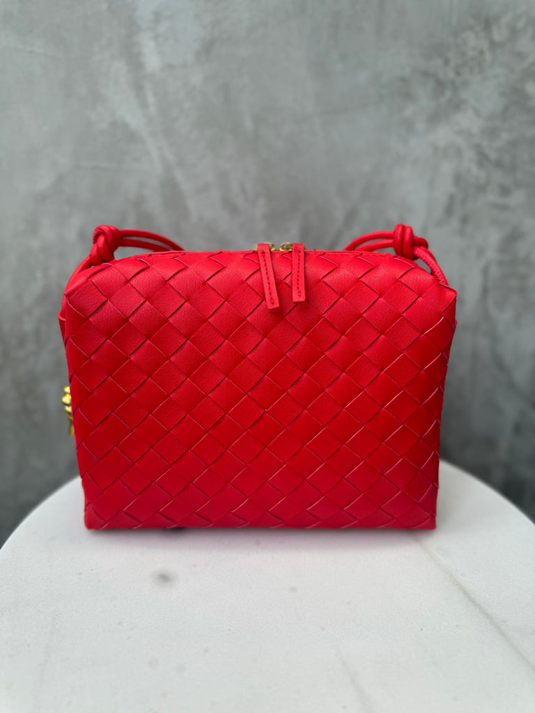 Victoria Woven Bag - Red Leather