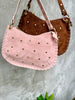 Bella Suede Stud Bag  - Pink