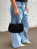Bella Suede Stud Bag  - Black