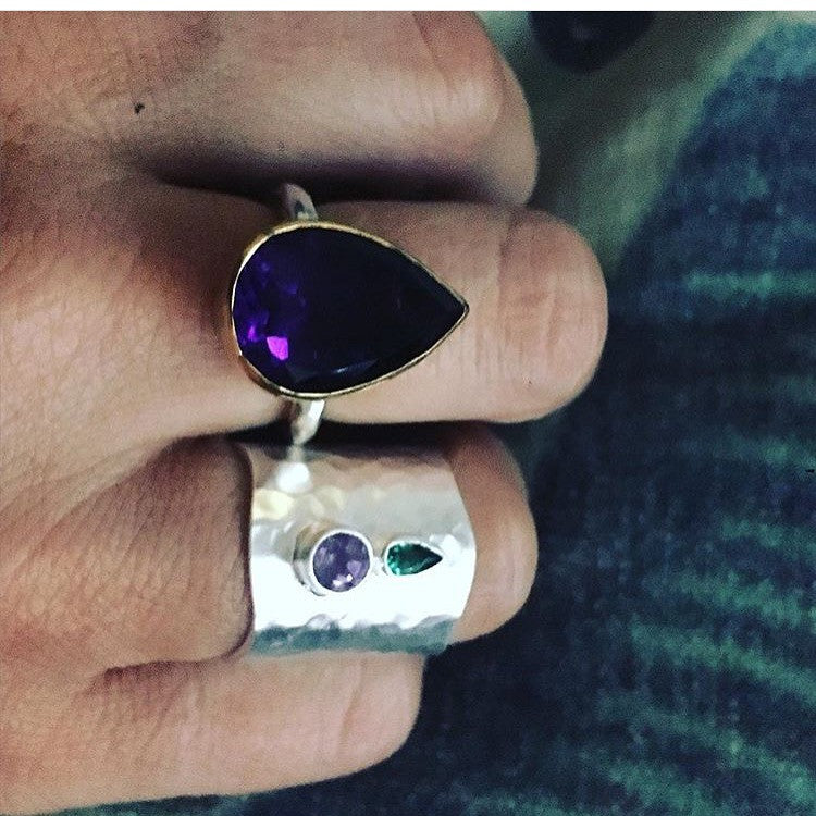 ZAFEERA RING - GREEN/PURPLE AMETHYST