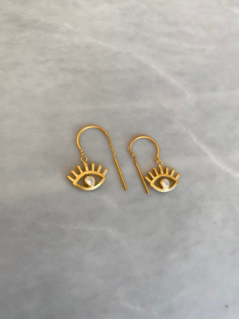 ZOE EVIL EYE THREAD EARRINGS