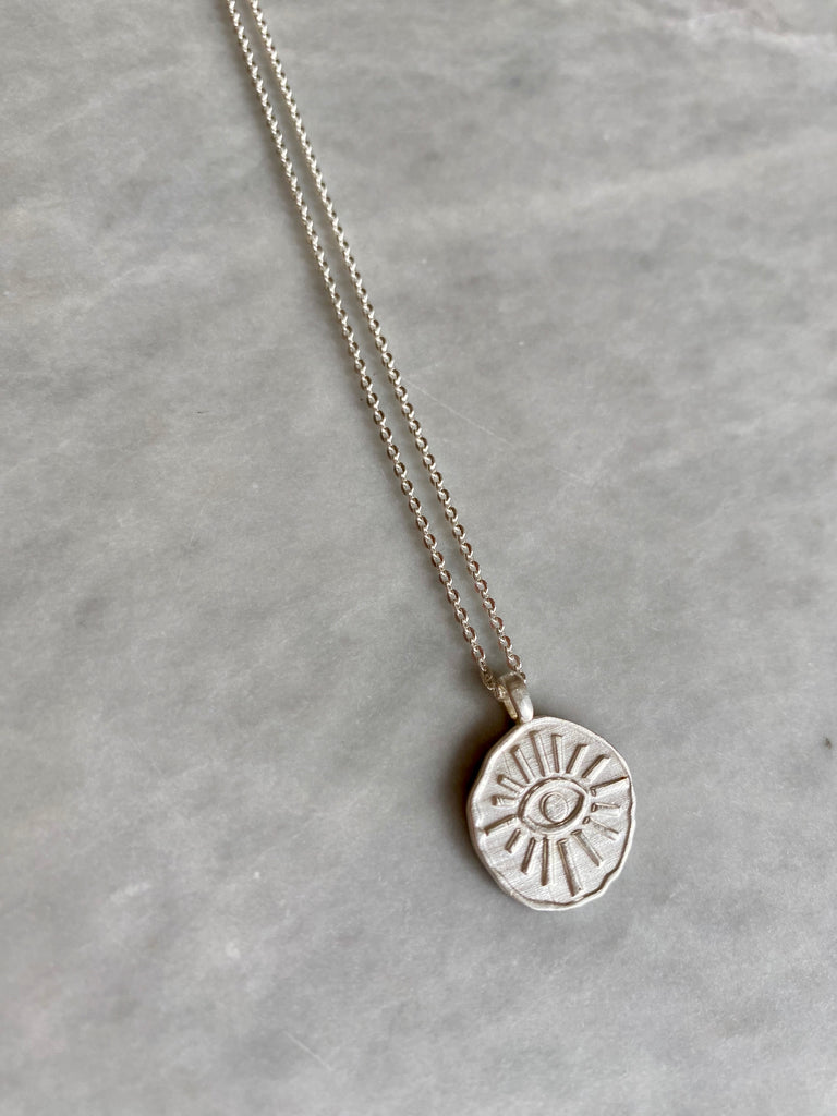ZOE EVIL EYE COIN NECKLACE - Silver