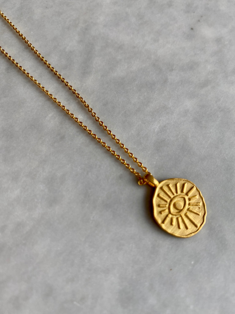 ZOE EVIL EYE COIN NECKLACE - GOLD