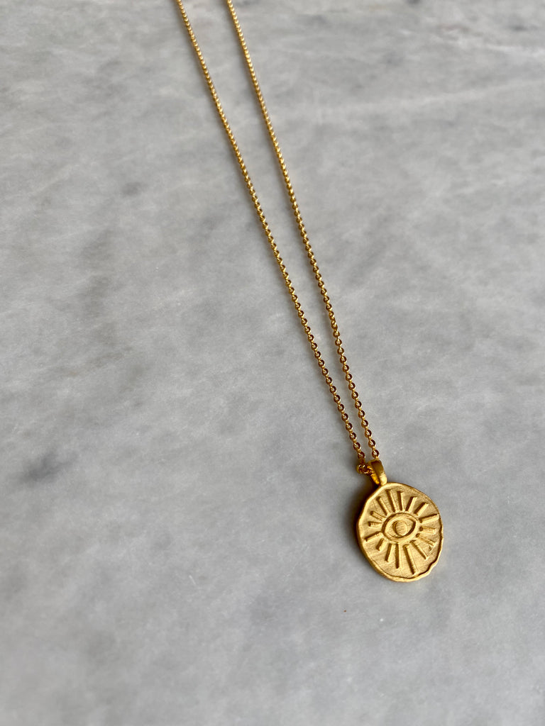 ZOE EVIL EYE COIN NECKLACE - GOLD